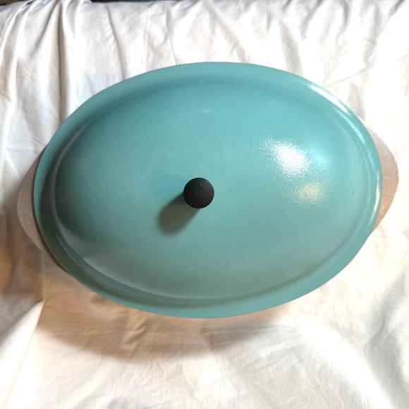 Vintage 1950's CLUB brand Heavy Duty Cast Aluminum Oval Turquoise Roasting Pan - Picture 4 of 11